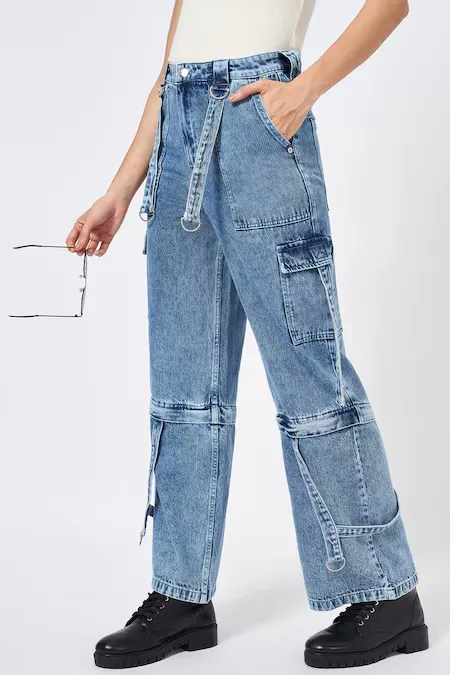Medium Blue Solid Comfort Fit Casual Women Relaxed Fit Jeans